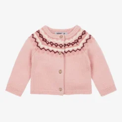 Babidu Girls Pink Fair Isle Cardigan Sale