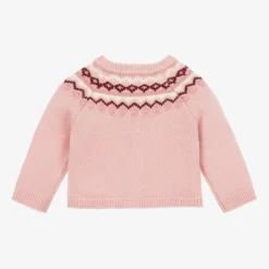 Babidu Girls Pink Fair Isle Cardigan Sale