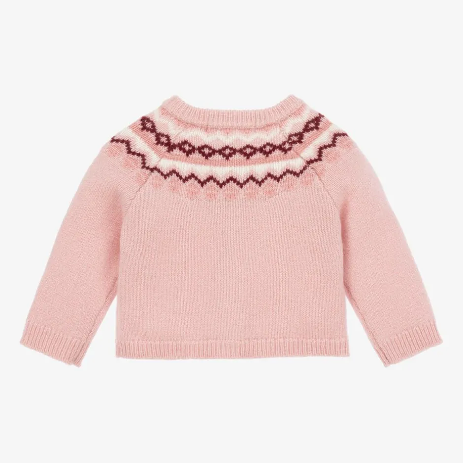 Babidu Girls Pink Fair Isle Cardigan Sale