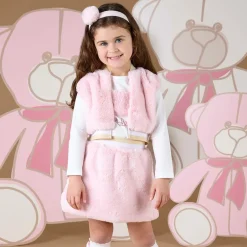 A Dee Girls Pink Faux Fur Gilet Clearance