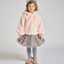 Bowtique London Girls Pink Faux Fur Hooded Jacket Discount