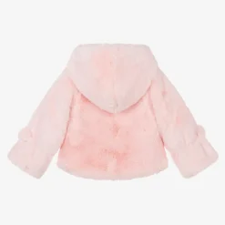 Bowtique London Girls Pink Faux Fur Hooded Jacket Discount