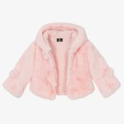 Bowtique London Girls Pink Faux Fur Hooded Jacket Discount