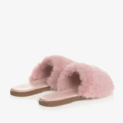 Age of Innocence Girls Pink Faux Fur Sliders Outlet