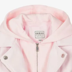 Guess Girls Pink Faux Leather Biker Jacket Outlet