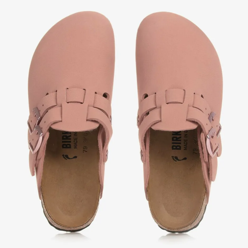 Birkenstock Girls Pink Faux Leather Clog Sandals Discount