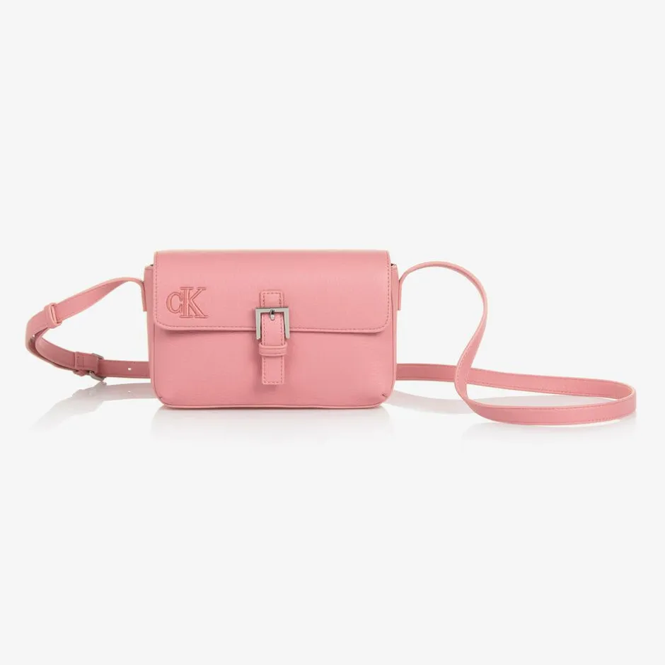 Calvin Klein Girls Pink Faux Leather Handbag (20cm) Clearance