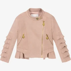 Angels Face Girls Pink Faux Suede Biker Jacket Blush Best