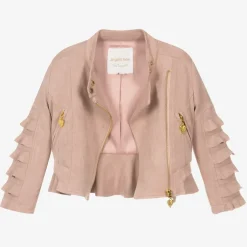 Angels Face Girls Pink Faux Suede Biker Jacket Blush Best