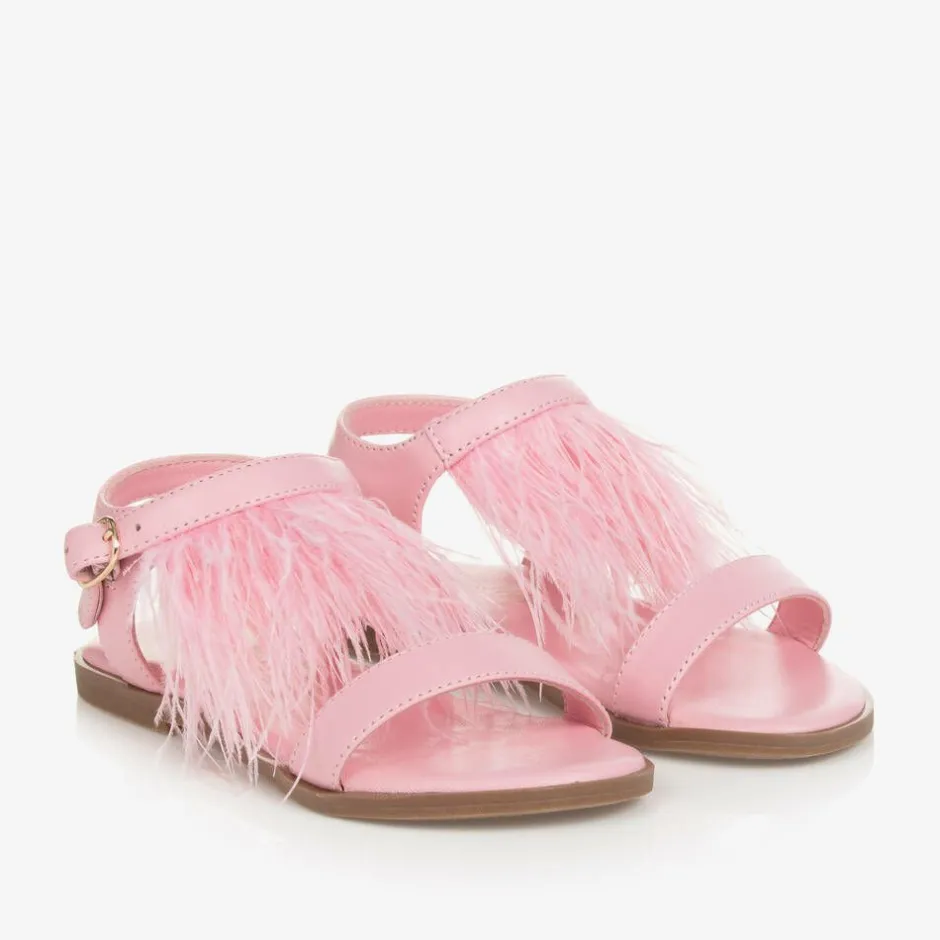 Age of Innocence Girls Pink Feather Sandals Best