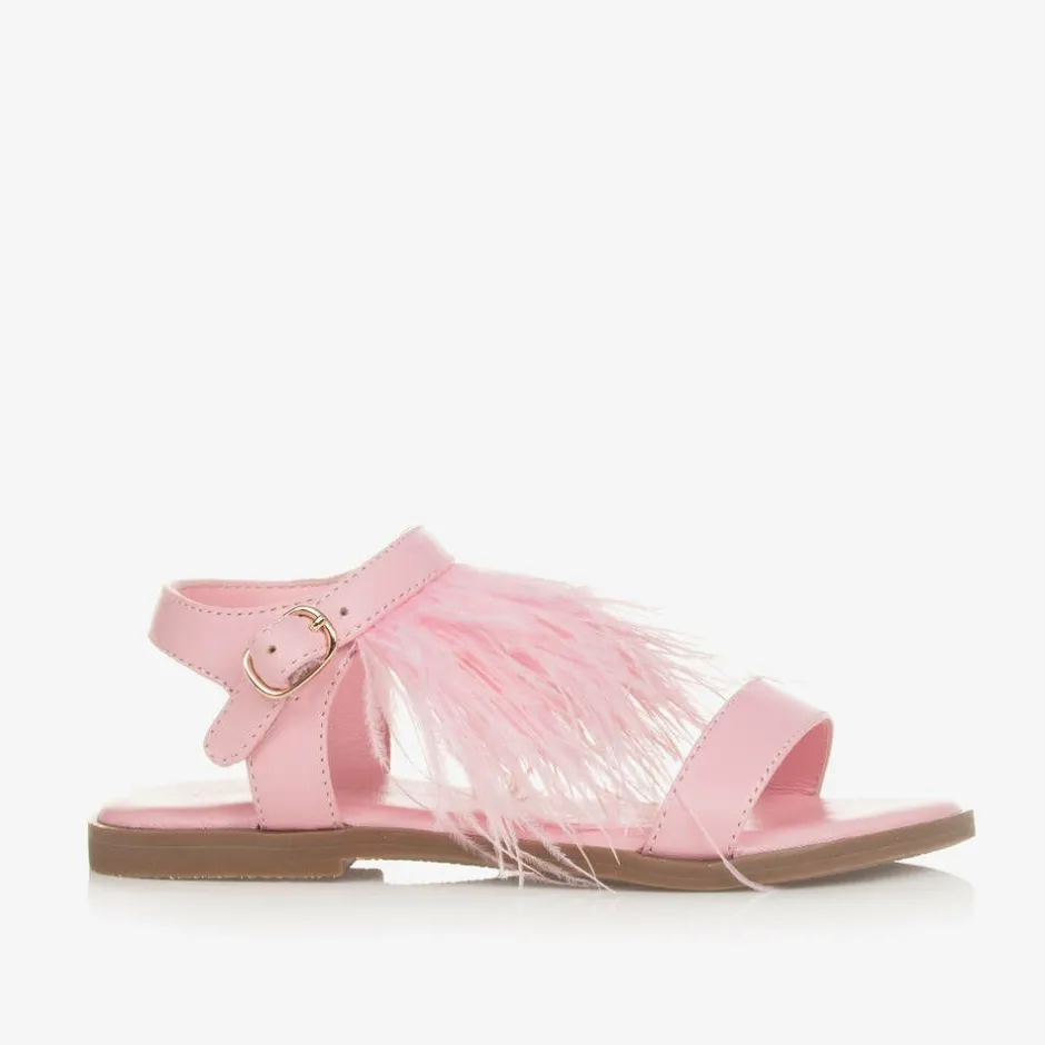 Age of Innocence Girls Pink Feather Sandals Best