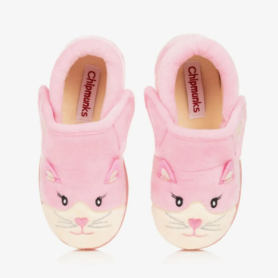 Chipmunks Girls Pink Fleece Cat Slippers Online