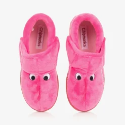 Chipmunks Girls Pink Fleece Dinosaur Slippers Clearance