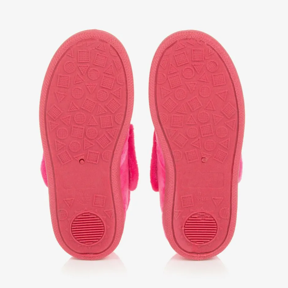 Chipmunks Girls Pink Fleece Dinosaur Slippers Clearance