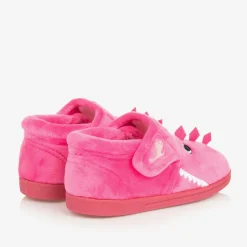 Chipmunks Girls Pink Fleece Dinosaur Slippers Clearance