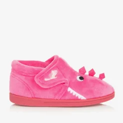 Chipmunks Girls Pink Fleece Dinosaur Slippers Clearance