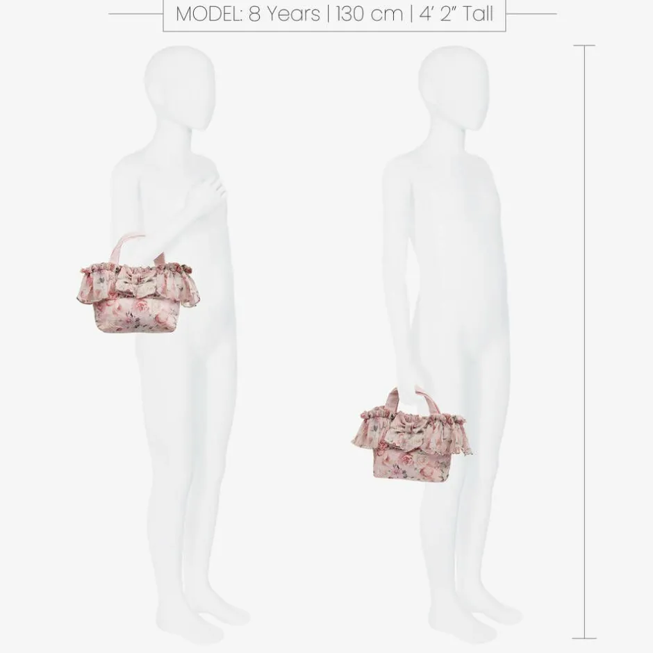 Patachou Girls Pink Floral Chiffon Handbag (27cm) New