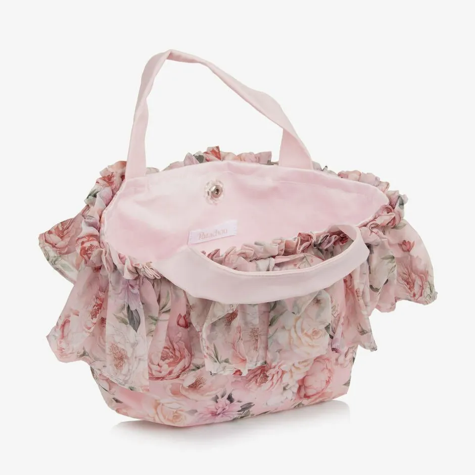 Patachou Girls Pink Floral Chiffon Handbag (27cm) New