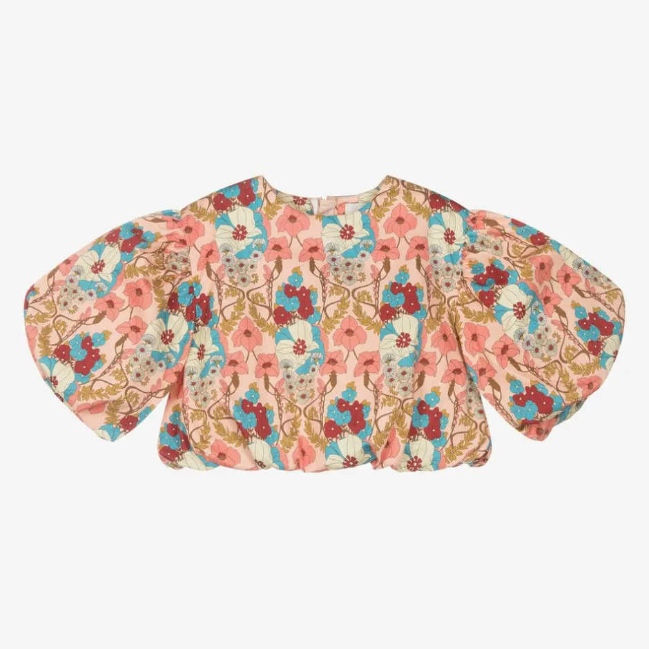 The Middle Daughter Girls Pink Floral Cotton Blouse New