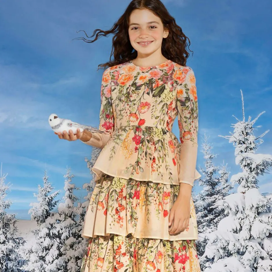 Marlo Kids Girls Pink Floral Cotton Dress Discount