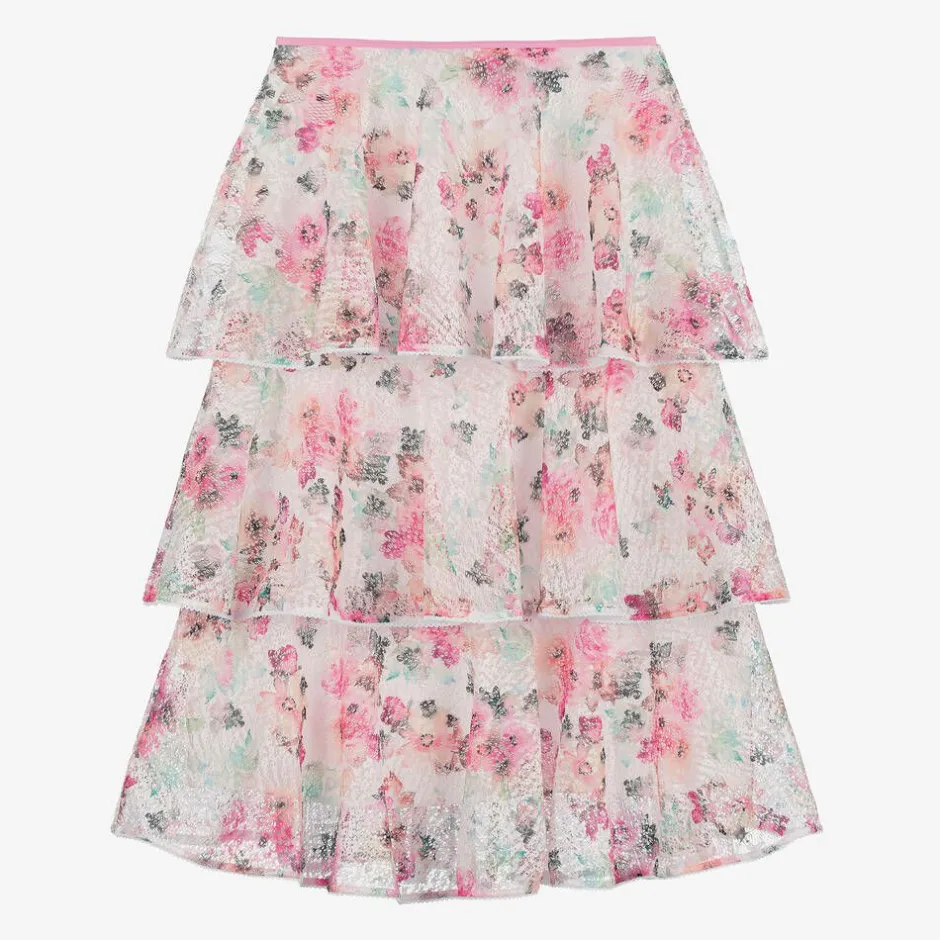 Nessi Byrd Girls Pink Floral Lace Beach Skirt (UV50) Sale