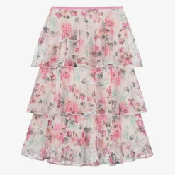 Nessi Byrd Girls Pink Floral Lace Beach Skirt (UV50) Sale