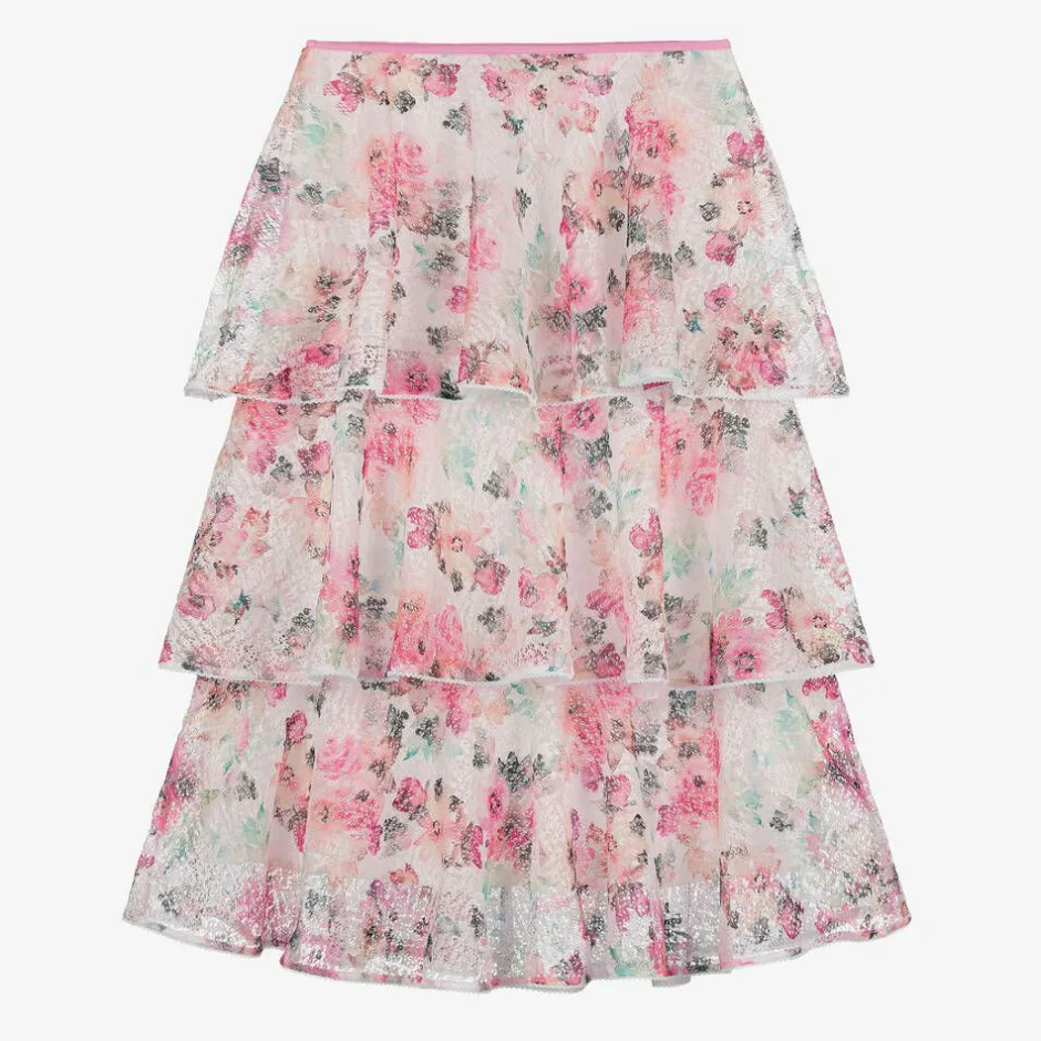 Nessi Byrd Girls Pink Floral Lace Beach Skirt (UV50) Sale