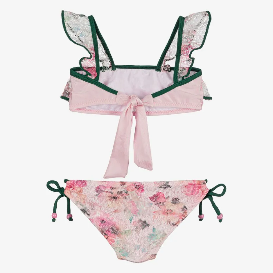 Nessi Byrd Girls Pink Floral Lace Frill Bikini (UV50) Online