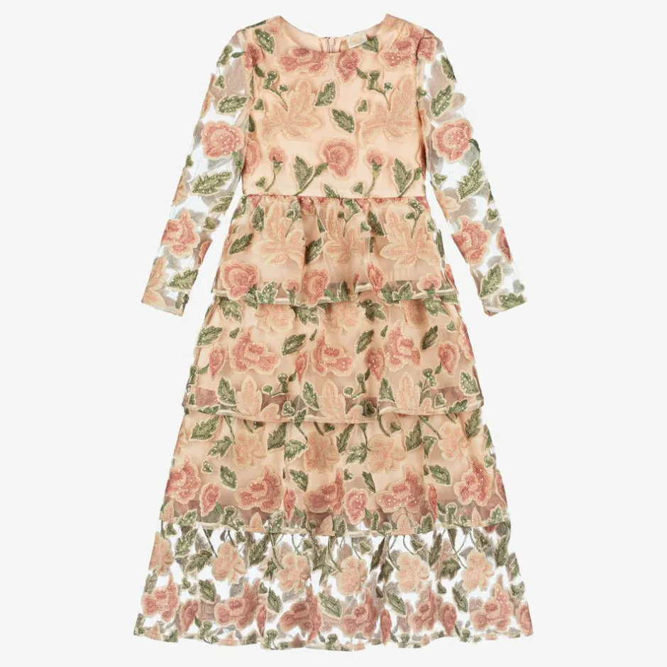 Marlo Kids Girls Pink Floral Sequin Dress Hot