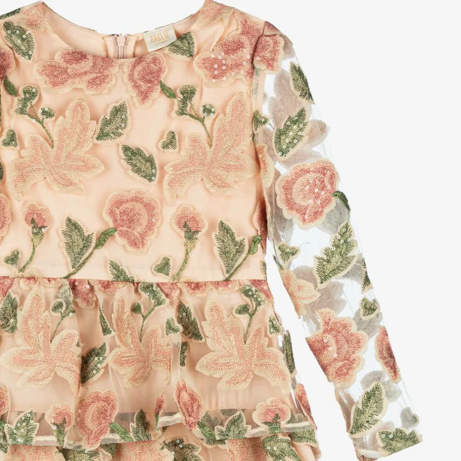 Marlo Kids Girls Pink Floral Sequin Dress Hot