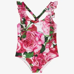 Dolce amp; Gabbana Girls Pink Floral Swimsuit Online