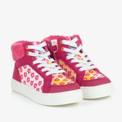 Agatha Ruiz de la Prada Girls Pink Flower Print High-Top Trainers
