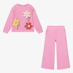 Monnalisa Girls Pink Flower Print Tracksuit Online