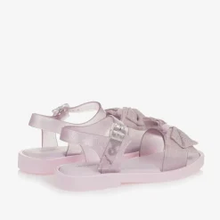 Mini Melissa Girls Pink Glitter Bow Jelly Sandals Clearance