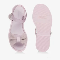 Mini Melissa Girls Pink Glitter Bow Jelly Sandals Clearance