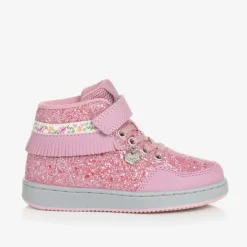 Lelli Kelly Girls Pink Glitter High-Top Trainers Hot