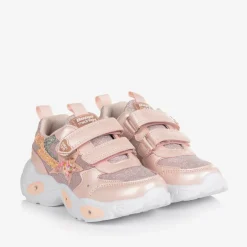 Beppi Girls Pink Glitter Light-Up Trainers