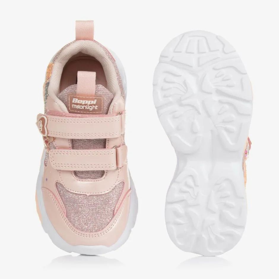 Beppi Girls Pink Glitter Light-Up Trainers