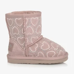 Lelli Kelly Girls Pink Heart & Diamanté Suede Boots New
