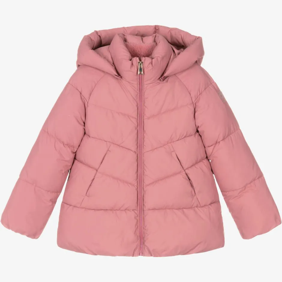 Mayoral Girls Pink Hooded Puffer Coat New