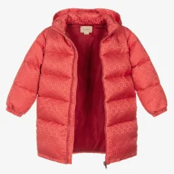 Gucci Girls Pink Hooded Puffer Coat Discount
