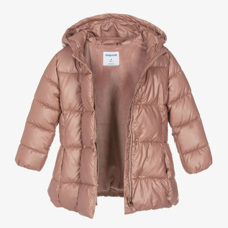 Mayoral Girls Pink Hooded Puffer Coat Discount