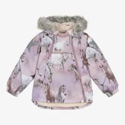 Molo Girls Pink Horse Padded Ski Jacket Outlet