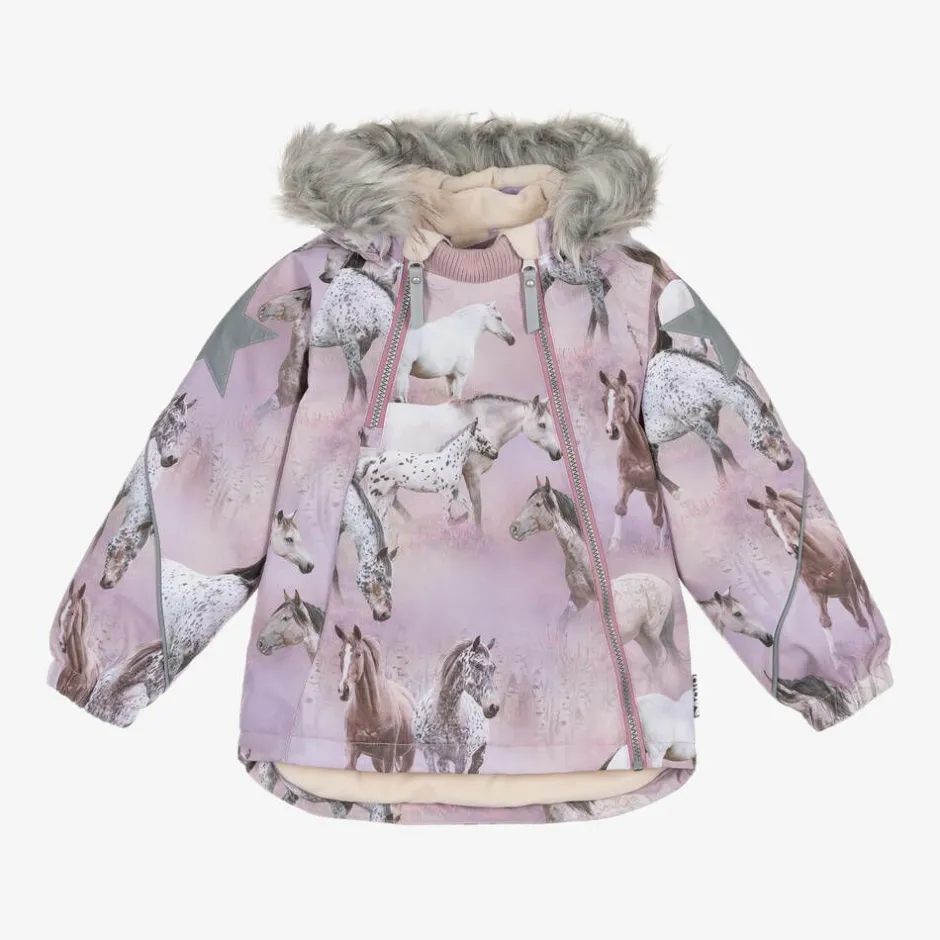 Molo Girls Pink Horse Padded Ski Jacket Outlet