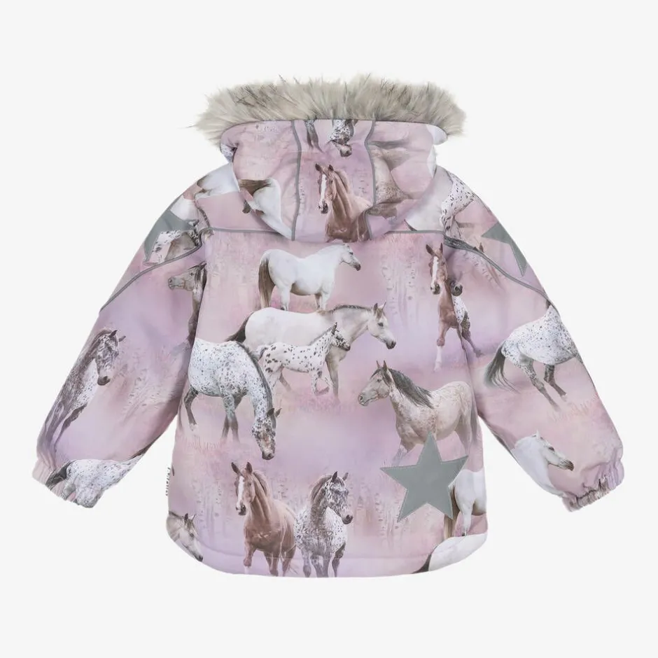 Molo Girls Pink Horse Padded Ski Jacket Outlet