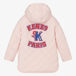 KENZO KIDS Girls Pink K Flower Quilted Coat Hot