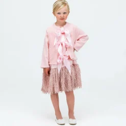 The Tiny Universe Girls Pink Knitted Bow Cardigan Discount