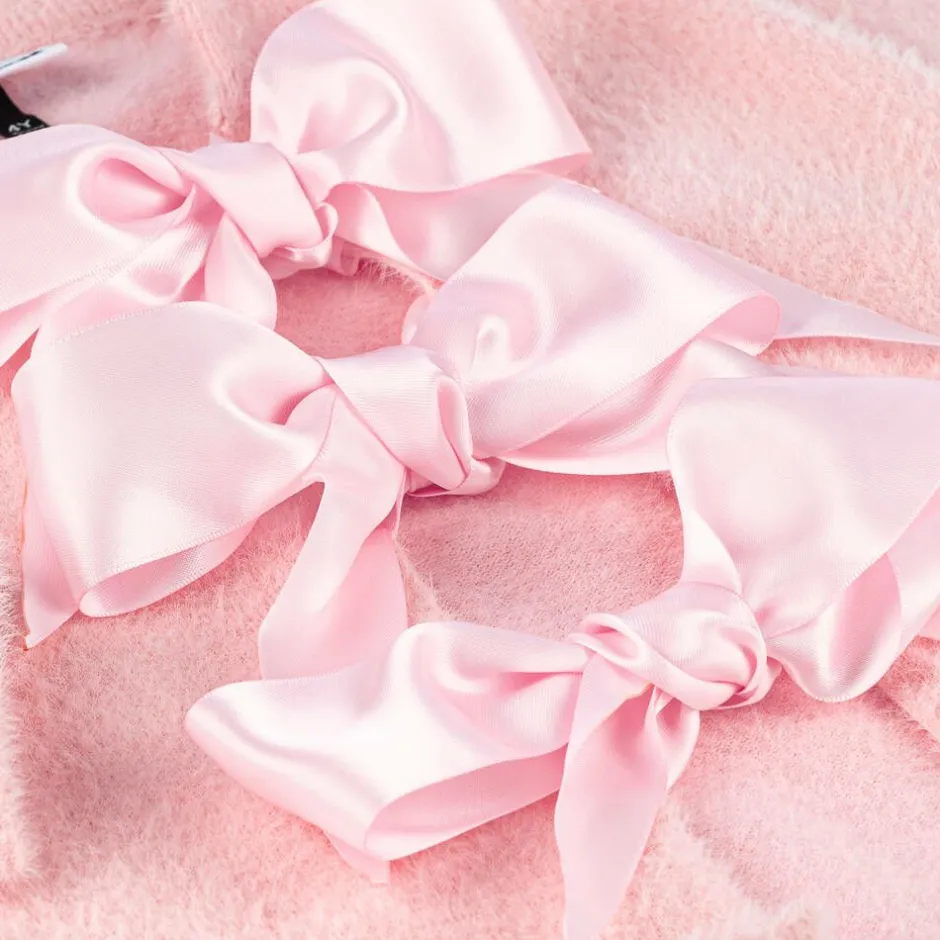 The Tiny Universe Girls Pink Knitted Bow Cardigan Discount