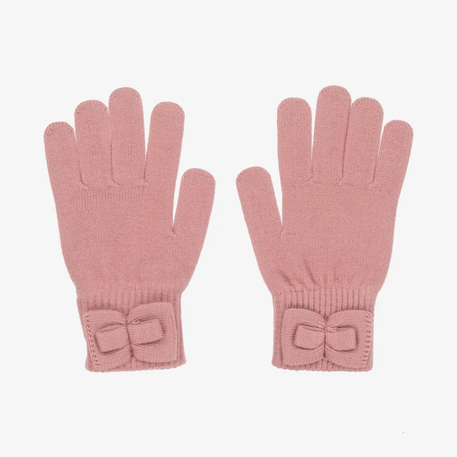 Mayoral Girls Pink Knitted Bow Gloves Best