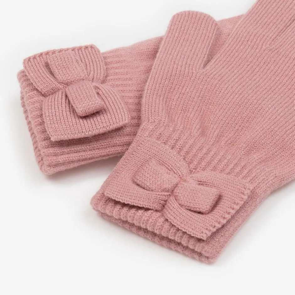 Mayoral Girls Pink Knitted Bow Gloves Best